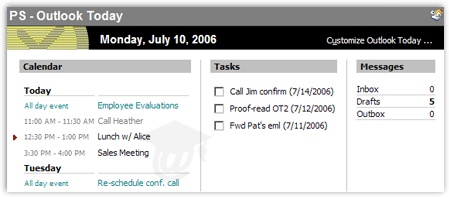 The "Outlook Today" feature in Outlook 2003