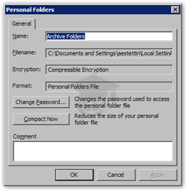 PST File settings in Outlook 2003