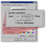 Changing the screen resolution (or 'Screen Area') in Windows