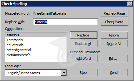Thunderbird gives you a last chance to check your spelling...