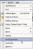 Add new email accounts in Outlook 2003