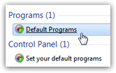 Access your default programs in the Windows 7 Control Panel