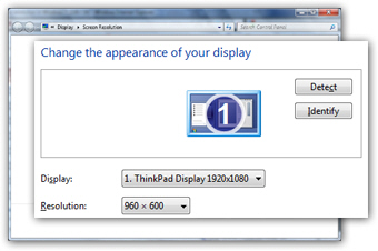 Adjust screen resolution in the Control Panel for Windows 7