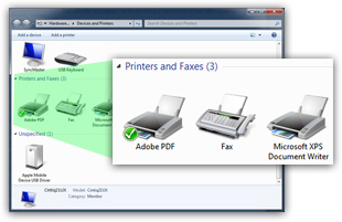 Show your printers, faxes, and default printer in Windows 7