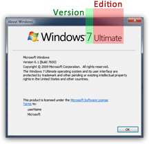 Windows 7 Version and edition information