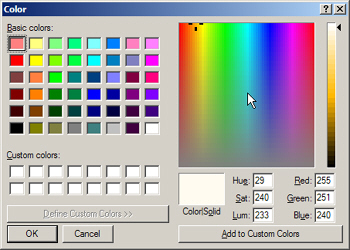 Custom color dialog in Windows XP