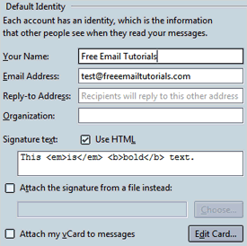 Configure your email signature settings in SeaMonkey Mail