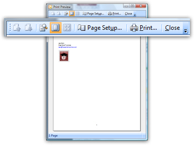 Email print preview in Outlook 2007