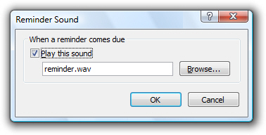 Outlook 2007 Reminder Sound Settings