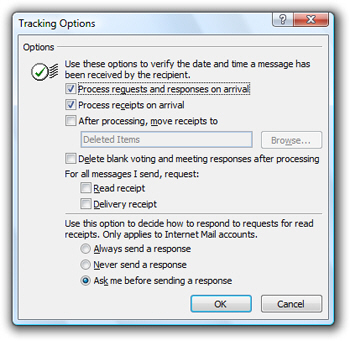 Tracking options in Outlook 2007