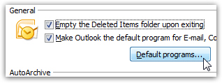 Launch your default Windows program settings from Outlook