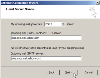 Mail server settings for Yahoo! Mail in Outlook Express