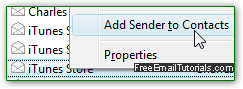 Add an email sender as new contact