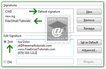 Create a new email signature in Windows Mail