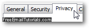 Configure privacy settings and popup blocker options in Internet Explorer 8