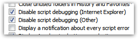 Configure script errors in Internet Explorer 8