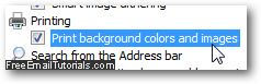 Customize background printing properties in Internet Explorer 8