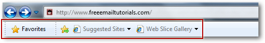 Default Favorites Bar toolbar in Internet Explorer 8