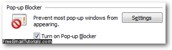 Disable and turn off the popup blocker in Internet Explorer 8 or IE 7