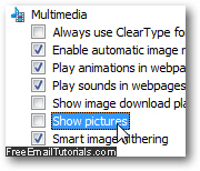 Disable images and hide pictures in Internet Explorer 8
