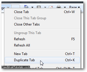 Duplicate a browser tab in Internet Explorer 8