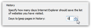 Force Internet Explorer not to store your browsing history
