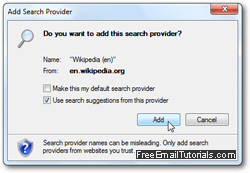 Internet Explorer offering to add Wikipedia search as provider
