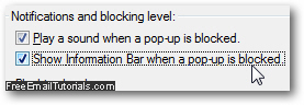 Make Internet Explorer show the yellow information bar when popups are blocked