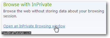 Open anonymous browsing window in Internet Explorer 8