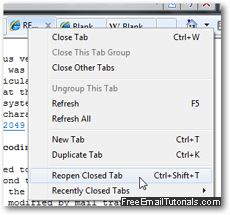 Reopen closed tab command in Internet Explorer 8