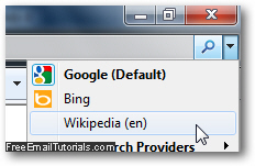 Select Wikipedia search for Internet Explorer 8