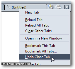 Undo close tab in Firefox to reopen the last closed tab