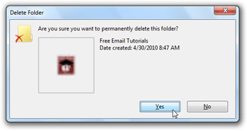 Internet Explorer confirms Favorites folder deletion