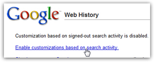 Enable search history customization