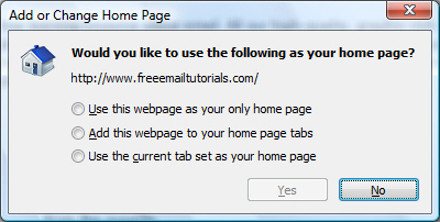 Add or change homepage in Internet Explorer