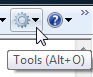 Gear menu for tools in Internet Explorer
