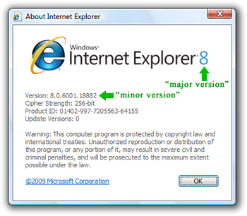 Internet Explorer version on your PC