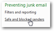 Access your Hotmail blocked list and safe senders
