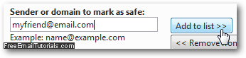 Add an email sender to your Hotmail safe list