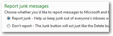 Configure your Hotmail spam reporting options