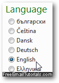 Current language setting in your Hotmail account
