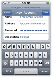 Enter your Hotmail email account information