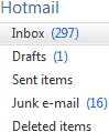 Hotmail IMAP folders