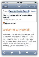 Hotmail on iPhone