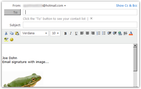 Picture this: a Hotmail email signature with images!