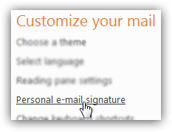 Customize Hotmail signature settings