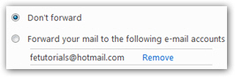 Temporarily discontinue mail forwarding in Hotmail