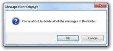 Hotmail.com confirming before it empties an email folder