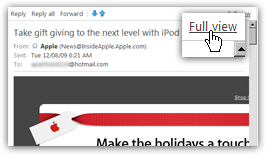 Open Hotmail emails in "Full View"