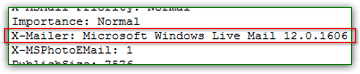 X-Mailer field inside Hotmail email headers